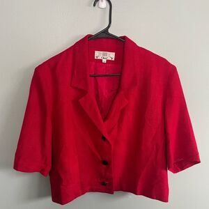 Vintage Women’s Orvis Red Short Sleeve Cropped Blazer SZ 8